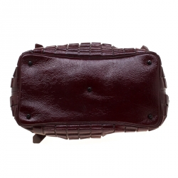 Burberry Burgundy Cartridge Patent Leather Lowry Top Handle Bag