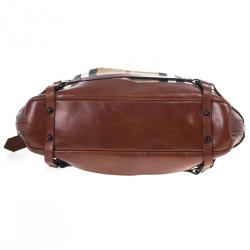 Pre Owned Burberry Brown Leather Bridle House Check Hobo
