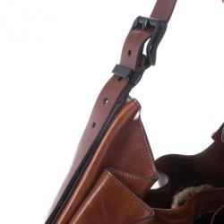 Pre Owned Burberry Brown Leather Bridle House Check Hobo