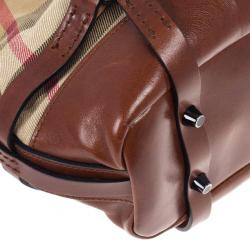 Pre Owned Burberry Brown Leather Bridle House Check Hobo