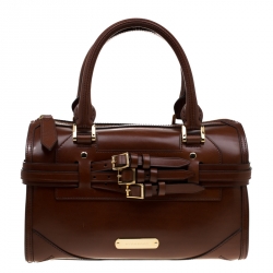 Pre Owned حقيبة بربري بولر حزام جلد بريدل بنية