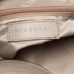 Pre Owned Burberry Grey Leather Studded Hobo