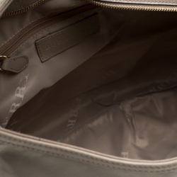 Pre Owned Burberry Grey Leather Studded Hobo