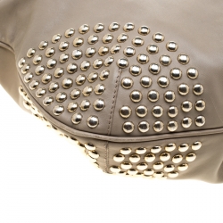 Pre Owned Burberry Grey Leather Studded Hobo