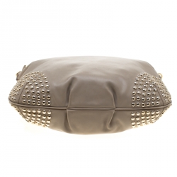 Pre Owned Burberry Grey Leather Studded Hobo