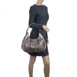 Pre Owned Burberry Silver Nickel Lasercut Leather and Supernova Check Brooklyn Bag