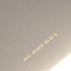Burberry Grey Leather  House Check Canvas Medium Banner Top Handle Bag