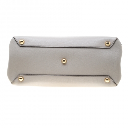 Burberry Grey Leather  House Check Canvas Medium Banner Top Handle Bag