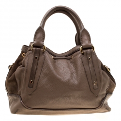 Pre Owned Burberry Brown Leather Medium Earlsburn Top Handle Bag