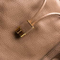 Pre Owned Burberry Brown Leather Medium Earlsburn Top Handle Bag