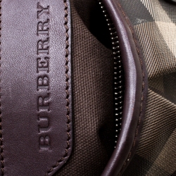 Pre Owned Burberry Brown Smoked Check PVC and Leather Lowry Tote
