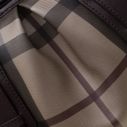 Pre Owned Burberry Brown Smoked Check PVC and Leather Lowry Tote
