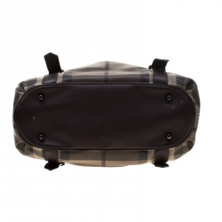 Pre Owned Burberry Brown Smoked Check PVC and Leather Lowry Tote