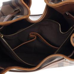 Pre Owned Burberry Brown Medium Smoked Check Hobo