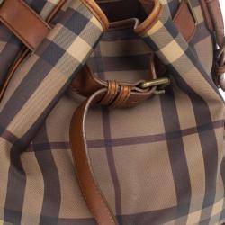 Pre Owned Burberry Brown Medium Smoked Check Hobo