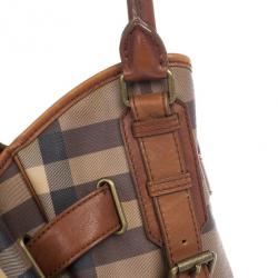 Pre Owned Burberry Brown Medium Smoked Check Hobo