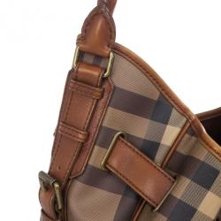 Pre Owned Burberry Brown Medium Smoked Check Hobo