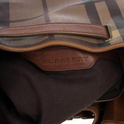 Pre Owned Burberry Brown Medium Smoked Check Hobo