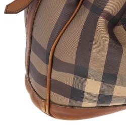 Pre Owned Burberry Brown Medium Smoked Check Hobo