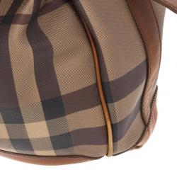 Pre Owned Burberry Brown Medium Smoked Check Hobo