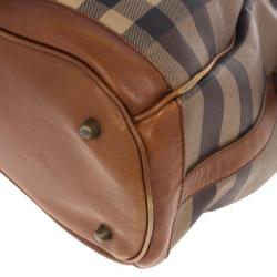 Pre Owned Burberry Brown Medium Smoked Check Hobo
