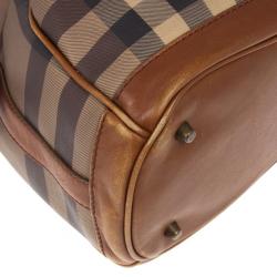 Pre Owned Burberry Brown Medium Smoked Check Hobo