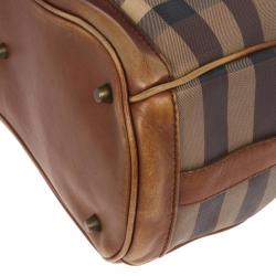 Pre Owned Burberry Brown Medium Smoked Check Hobo