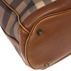 Pre Owned Burberry Brown Medium Smoked Check Hobo