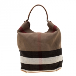 Pre Owned Burberry Multicolor Sussana Check Print Canvas Bucket Bag