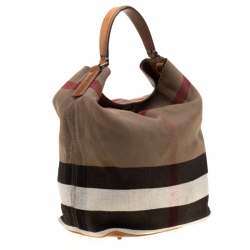 Pre Owned Burberry Multicolor Sussana Check Print Canvas Bucket Bag