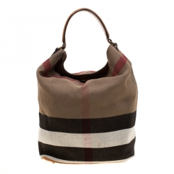 Pre Owned Burberry Multicolor Sussana Check Print Canvas Bucket Bag
