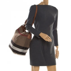 Pre Owned Burberry Multicolor Sussana Check Print Canvas Bucket Bag