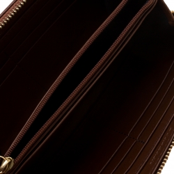 Pre Owned Burberry Brown/Beige House Check Canvas and Leather Zip Around Wallet