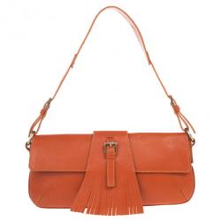 مملوكة مسبقًا Burberry Leather Fringe Flap Shoulder Handbag