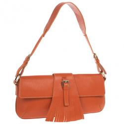 مملوكة مسبقًا Burberry Leather Fringe Flap Shoulder Handbag