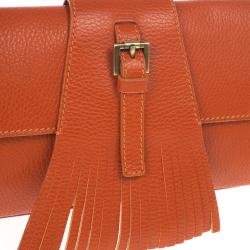 مملوكة مسبقًا Burberry Leather Fringe Flap Shoulder Handbag