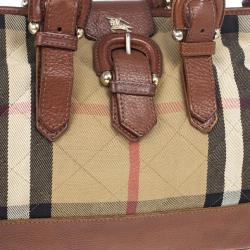 Pre Owned Burberry Nova-Check Quilted Fabric Tote Bag