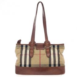Pre Owned Burberry Nova-Check Quilted Fabric Tote Bag