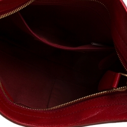 Pre Owned Burberry Red/Beige Haymarket Check PVC and Leather Hobo