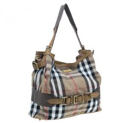 Pre Owned حقيبة بربري هاوس تشيك برورسم بني كلاسيكية