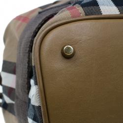 Pre Owned حقيبة بربري هاوس تشيك برورسم بني كلاسيكية