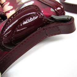 مملوكة مسبقًا Burberry Bordeaux Nova Check PVC and Leather Heart Crossbody Bag