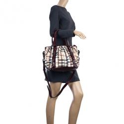 Pre Owned Burberry Nova Check Cartridge Pleat Tote