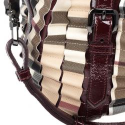 Pre Owned Burberry Nova Check Cartridge Pleat Tote