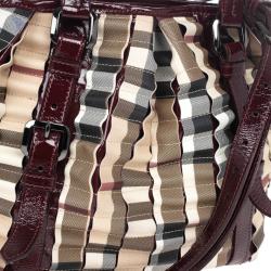 Pre Owned Burberry Nova Check Cartridge Pleat Tote