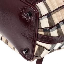 Pre Owned Burberry Nova Check Cartridge Pleat Tote