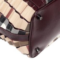 Pre Owned Burberry Nova Check Cartridge Pleat Tote