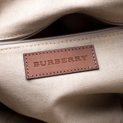 Pre Owned Burberry Brown Haymarket Check PVC and Leather Dome Satchel