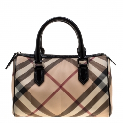 مملوكة مسبقًا حقيبة بربري بوسطن شيستر  PVC كاروهات نوفا حمراء