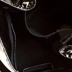 Burberry Black Embossed Check Patent Leather Tote 